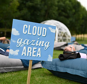 Visitors enjoy a spot of cloud gazing at the National Memorial Arboretum